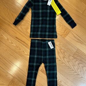 Old Navy Kids Plaid Pajama Set - Green and Black